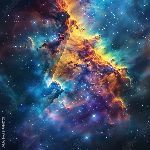 Time-lapse image of a colorful nebula's evolution, capturing the dynamic changes in color and form, perfect for an educational or documentary feature.