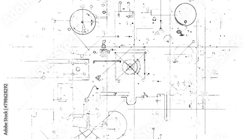 Building architecture construction sketch diagram on isolated background. 