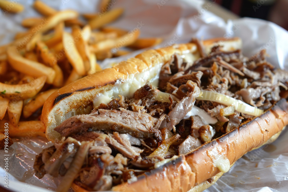 Savory Philly Cheesesteak Delight, Culinary World Tour, Food and Street Food