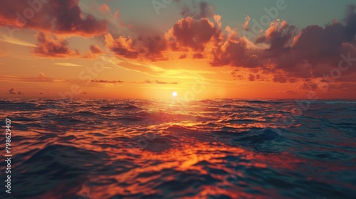 Wallpaper of a Sunset Over the Ocean During Golden Hour