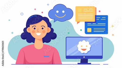 A woman with paralysis smiles as she types out an email her thoughts being translated into text on the screen through a braincomputer interface..