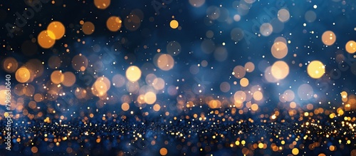 abstract background with Dark blue and gold particle. Gold foil texture. Holiday concept.
