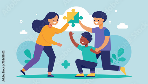 A partner with dyspraxia struggles with coordination and physical tasks and their understanding partner finds ways to help and support them without. Vector illustration