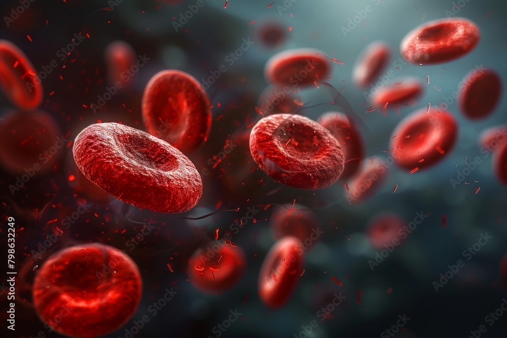 A close up of red blood cells with a lot of red in the background A close up of red blood cells with a lot of red in the background