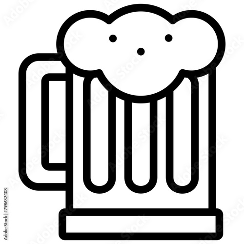 beer mug icon illustration design with outline