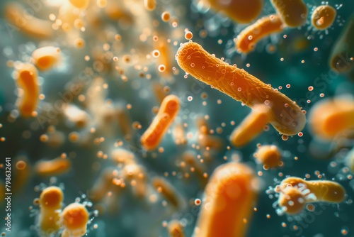 A close up of a bunch of orange bacteria photo