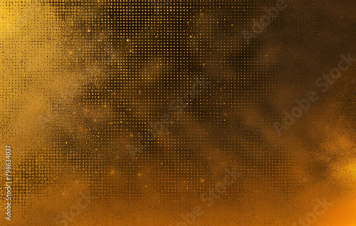 Dark gold yellow brown and glow dust particle abstract background.
