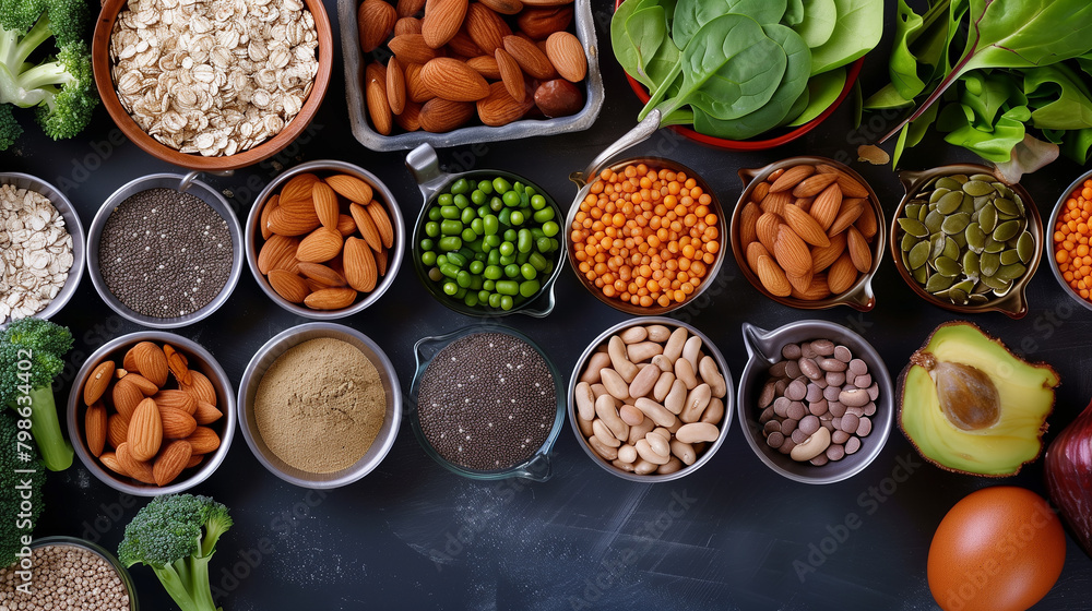 Zinc-rich foods are arranged in a modern kitchen. Zinc-rich foods are arranged in a modern kitchen.
