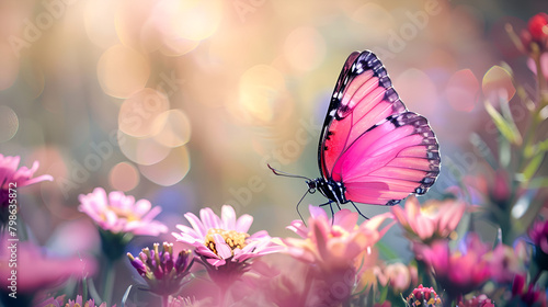 pink butterfly on flower,generative ai