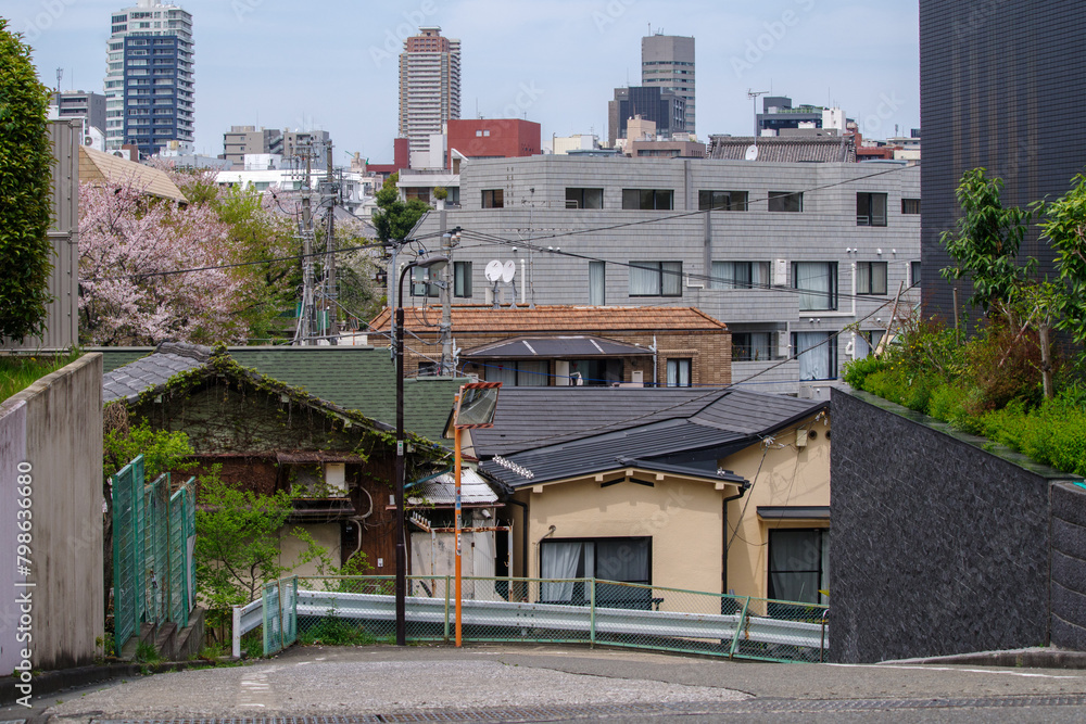 東京新宿区南元町から望む都市風景