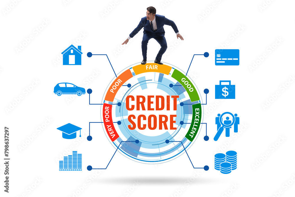 Credit score concept with businessman Credit score concept with businessman