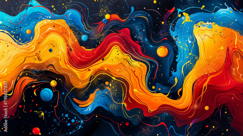 abstract colorful background with waves wallpaper illustration bright colors