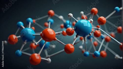 Science background with molecular model of atom struct photo