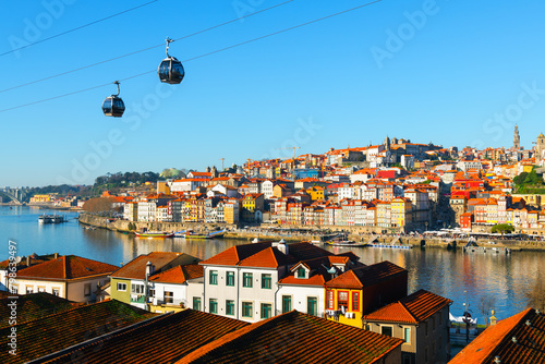 Porto, Portugal. Panoramic view of the old town and Douro river.