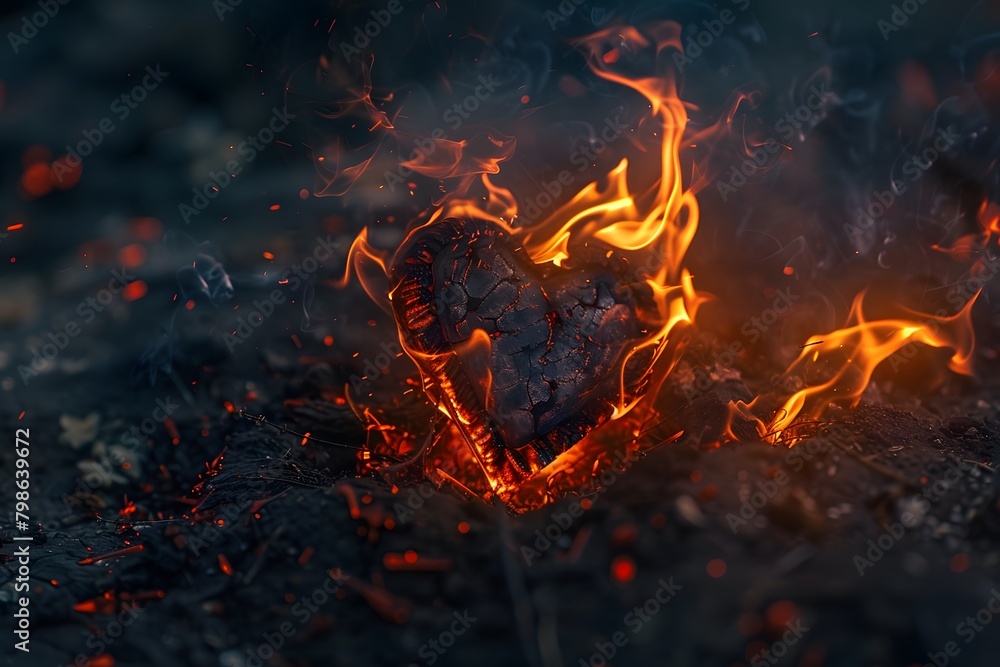 Flames of Passion: Fiery Heart Symbolizing Intense Love and Desire Flames of Passion: Fiery Heart Symbolizing Intense Love and Desire