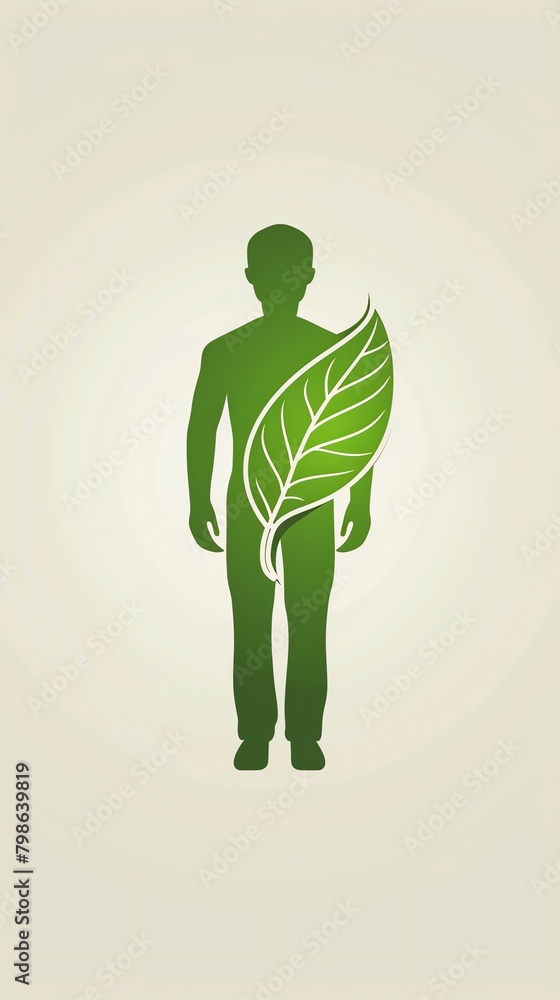Vector of a leaf icon with a human icon, symbolizing environmental awareness Vector of a leaf icon with a human icon, symbolizing environmental awareness