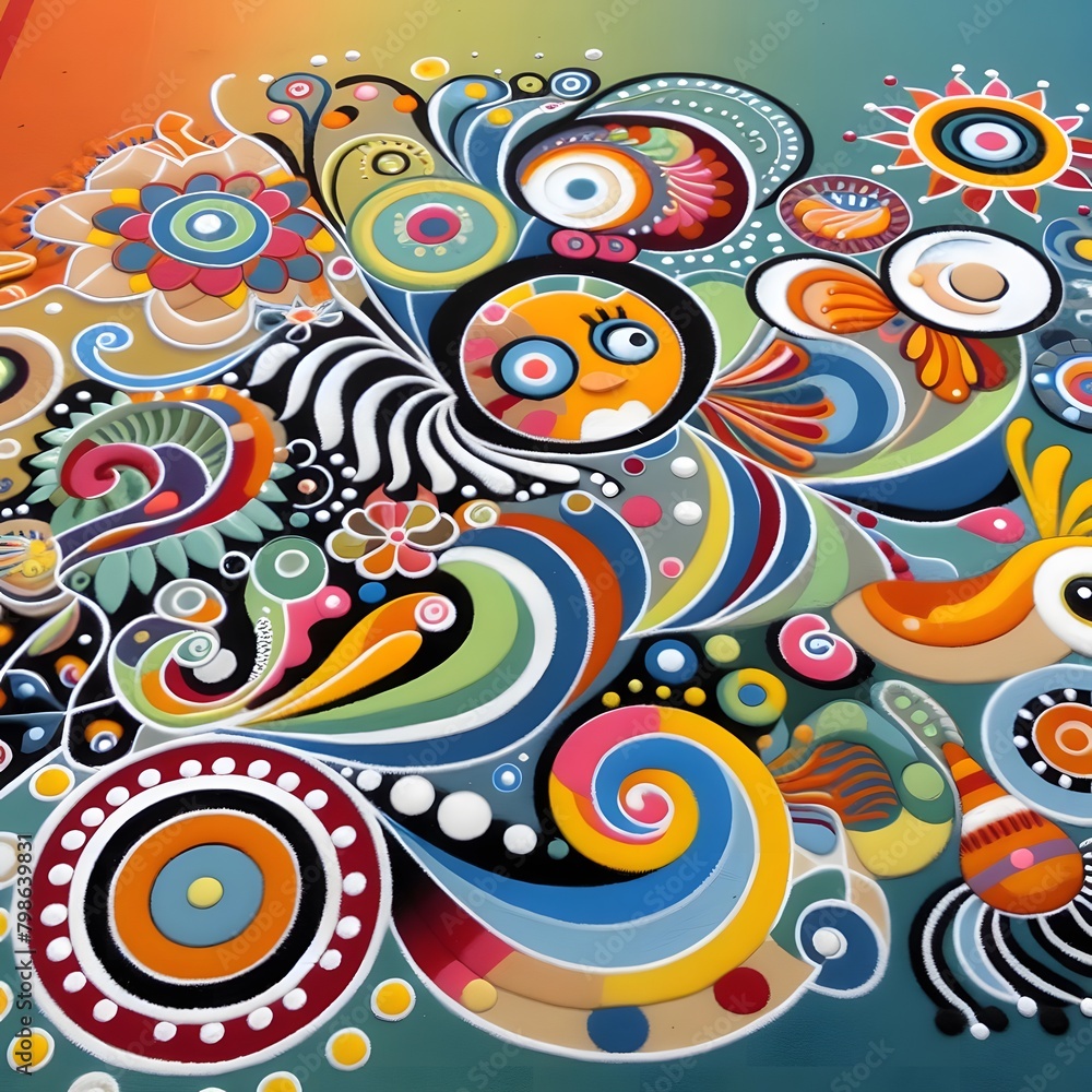 Vibrant Abstract Objects Rangoli  Captivating Colorful Creations