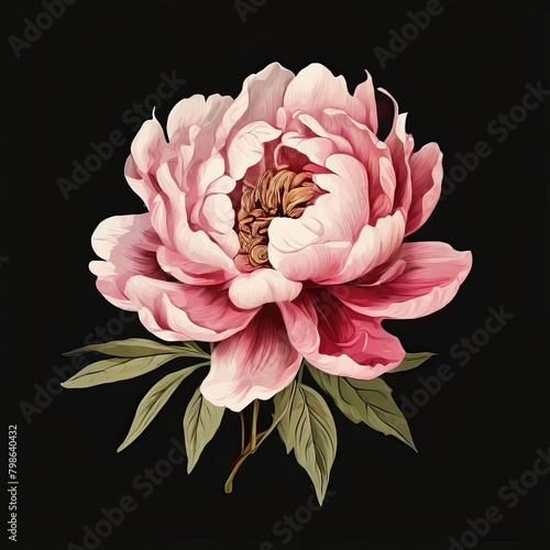 a Peony flower isolated in white background. watercolor vector