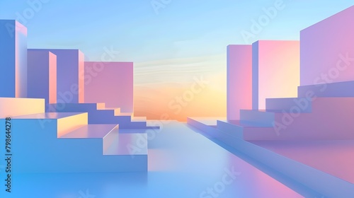 Soft Pastel-Toned Geometric Shapes Blending into a Smooth Gradient,Creating a Calming and