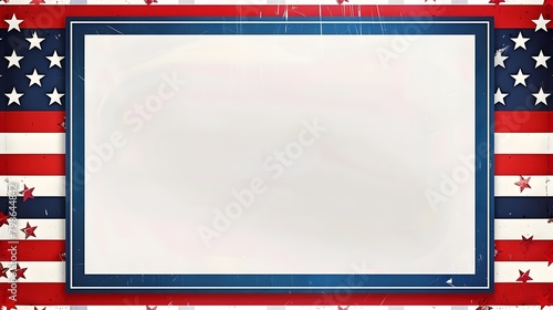 Patriotic Minimalist Design with Bold Red and Blue Stripes Framing a Clean White Center photo