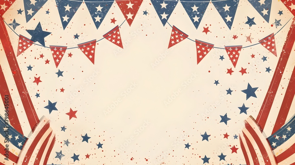 Obraz premium American Patriotic Background with Star-Spangled Banners and Festive Elements