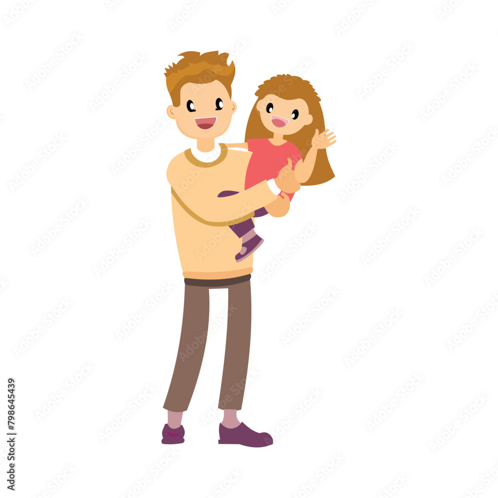Family design. Illustration of a father and daughter on white background. design element illustration of a happy family. Element design of a happy family that is warm and full of love Family design. Illustration of a father and daughter on white background. design element illustration of a happy family. Element design of a happy family that is warm and full of love