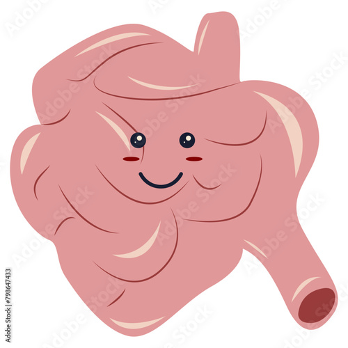 Cute Human Body Internal Organs Anatomy Character. Isolated on White Background. Minimalist Cartoon Illustration