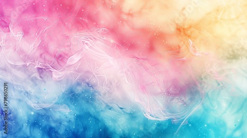 Vivid, colorful background with a mix of soft, blended colors and a subtle grainy texture, creating a holographic watercolor effect.