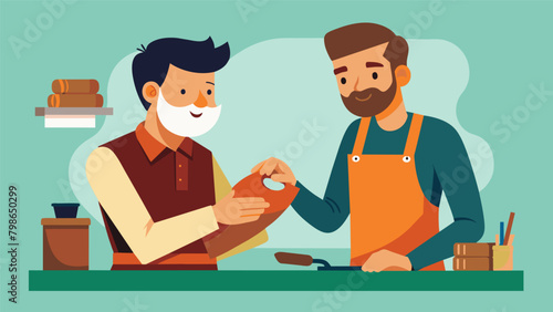 A passionate craftsman shares his trade secrets with an apprentice showing him how to combine artistry and practicality in each custom leather piece..