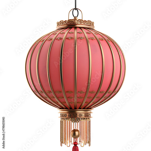 3d chinese new year lantern on isolated transparent background