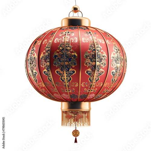 3d chinese new year lantern on isolated transparent background photo