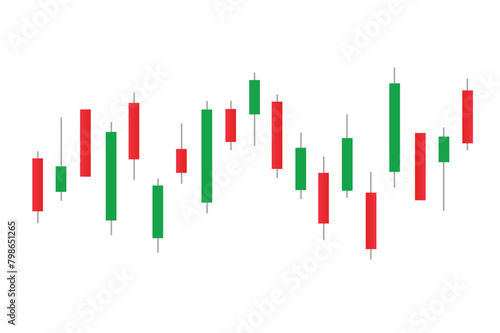 Stock market bar graph  candlestick chart  finance trade data  vector illustration.