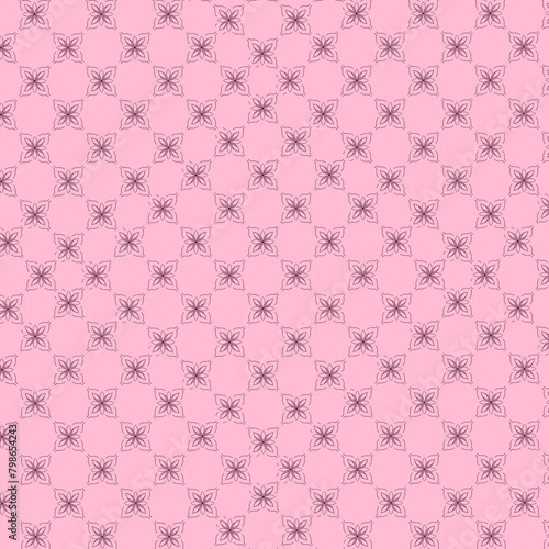 Seamless pattern with floral lines. pink background