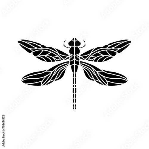 dragonfly black and white vector illustration isolated on white background. black and white Realistic hand drawing of dragonfly insect on white background