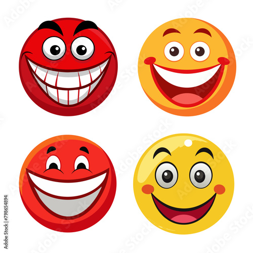 Set of emoticon with big toothy smile