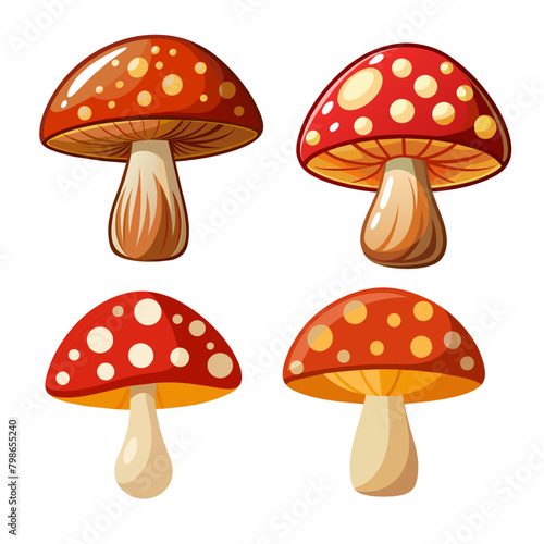 mushroom art drawn for decor on white background