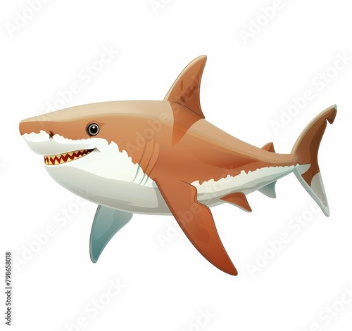   A brown shark with a broad grin and a white shark showing toothy smile photo