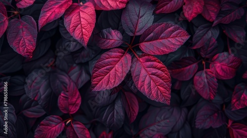  red and green leaves predominate  center presents dark purple hue