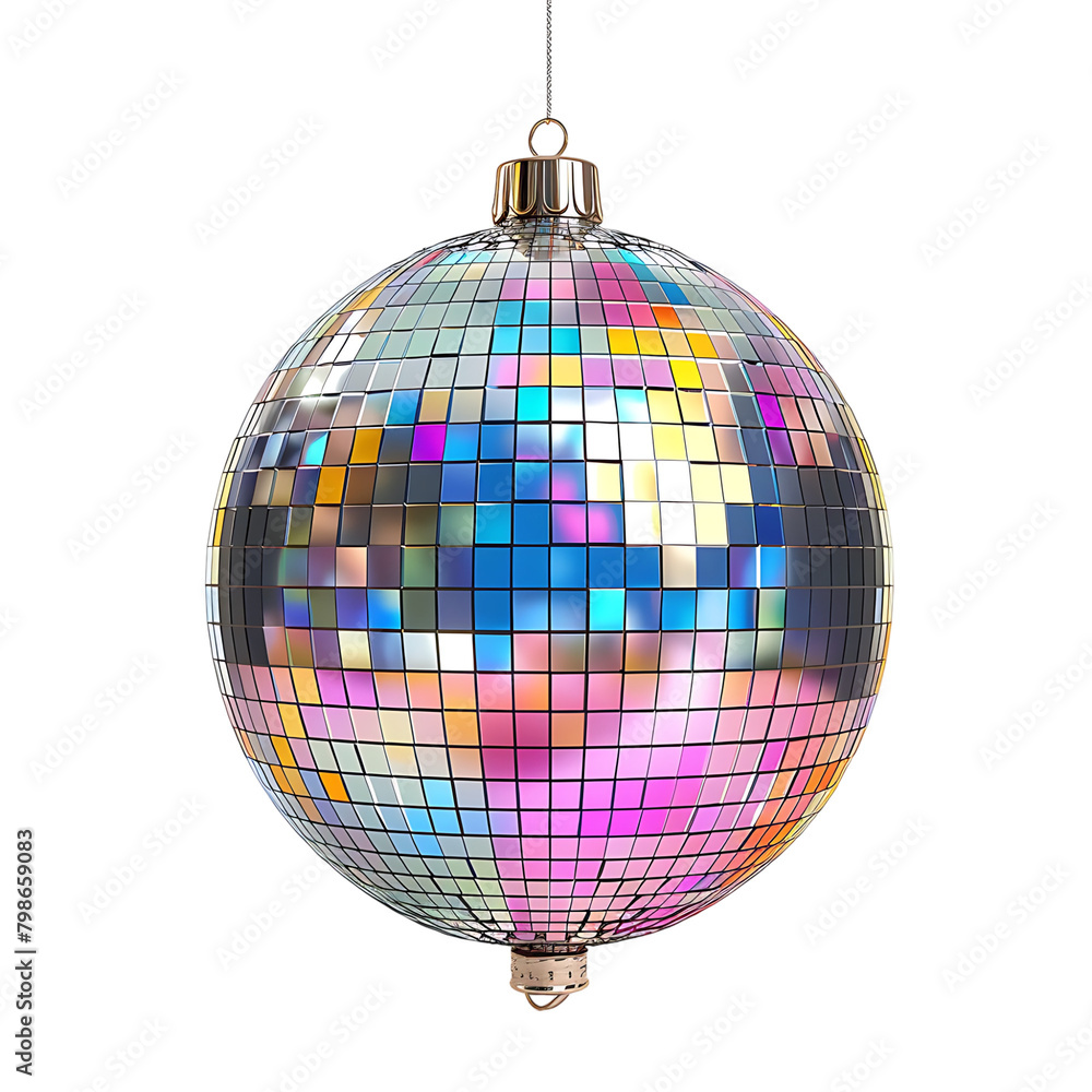 Fototapeta premium Mirror disco ball on isolated transparent background