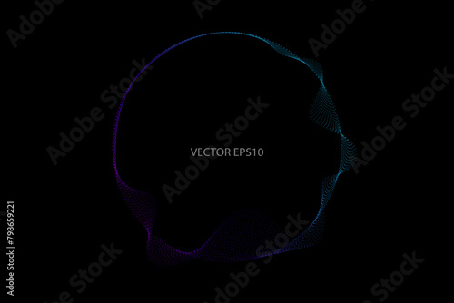 Vector in concept of AI technology, science, music.
circles lines wavy in round frame isolated
