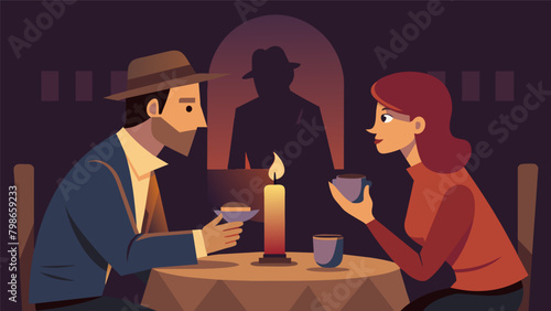 The flickering candlelight provides a soft glow as two strangers engage in a heated debate about life love and everything in between in the secluded. Vector illustration