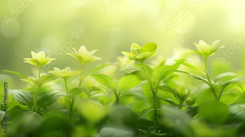   A tight shot of a plant, its verdant leaves filling the foreground, while the background softly blurs © Jevjenijs