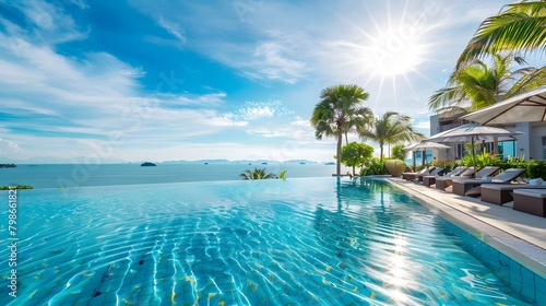 Serene Tropical Oasis - Luxurious Resort Pool with Panoramic Ocean Views in Pattaya,Thailand