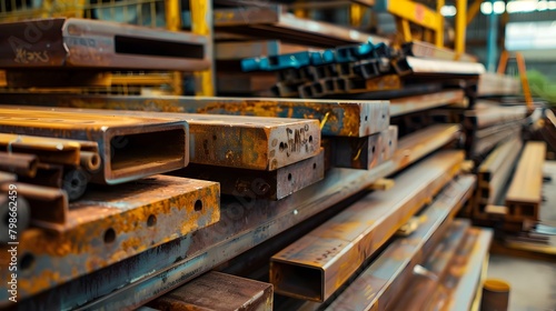 Steel Inventory Showcasing Texture and Industrial Beauty in Warehouse Setting