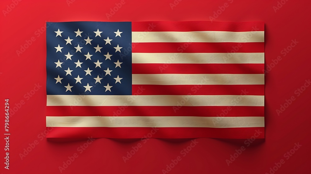 Fototapeta premium A sleek, modern representation of the USA flag in a minimalist style, featuring clean lines and flat design elements for a contemporary look.