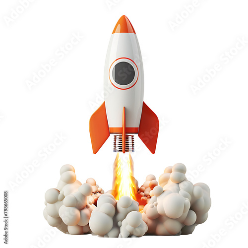 Rocket launch on isolated transparent background photo