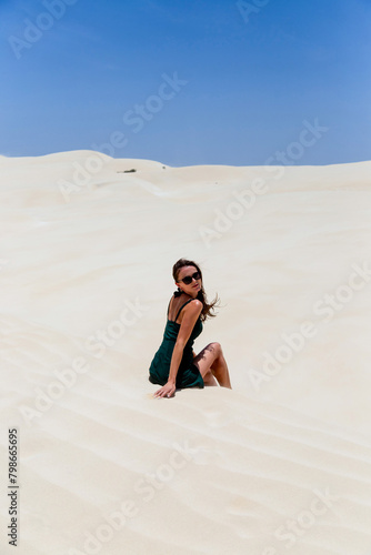girl in the sand of Viana desert