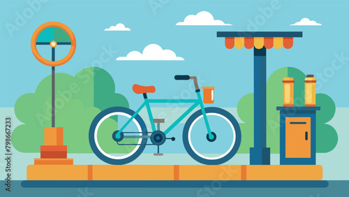 A bike repair station located along a popular bike route providing cyclists with a convenient option for unexpected mechanical issues.