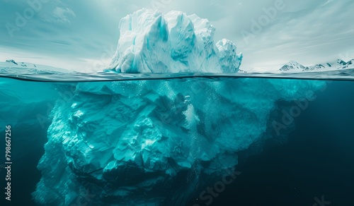 Underwater view of iceberg with above and below water perspective