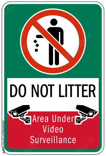 No littering sign area under video surveillance